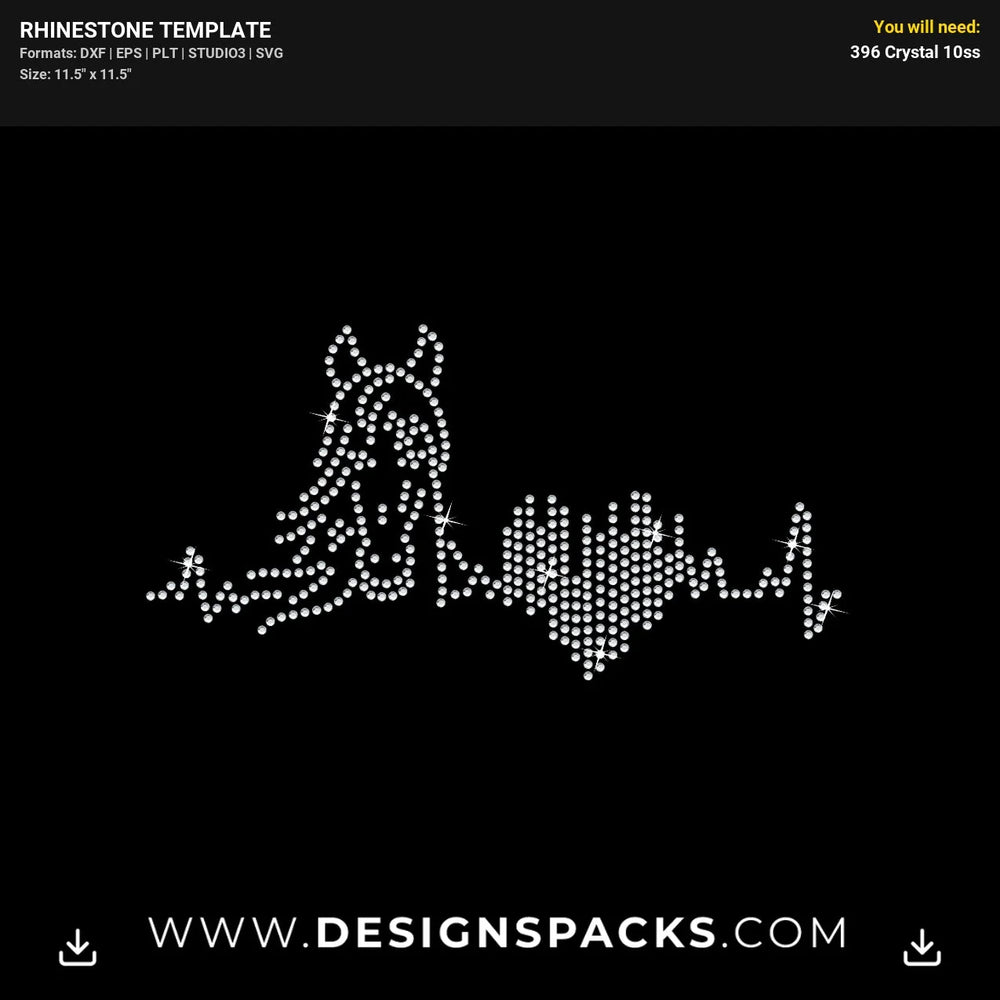 Horse Hertbeat Rhinestone Digital Template
