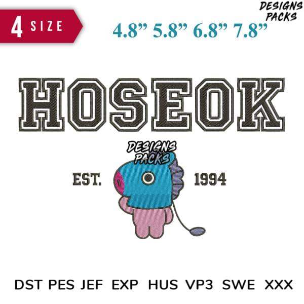 Hoseok embroidery design with cartoon character, 4 sizes, DST PES JEF formats for instant download