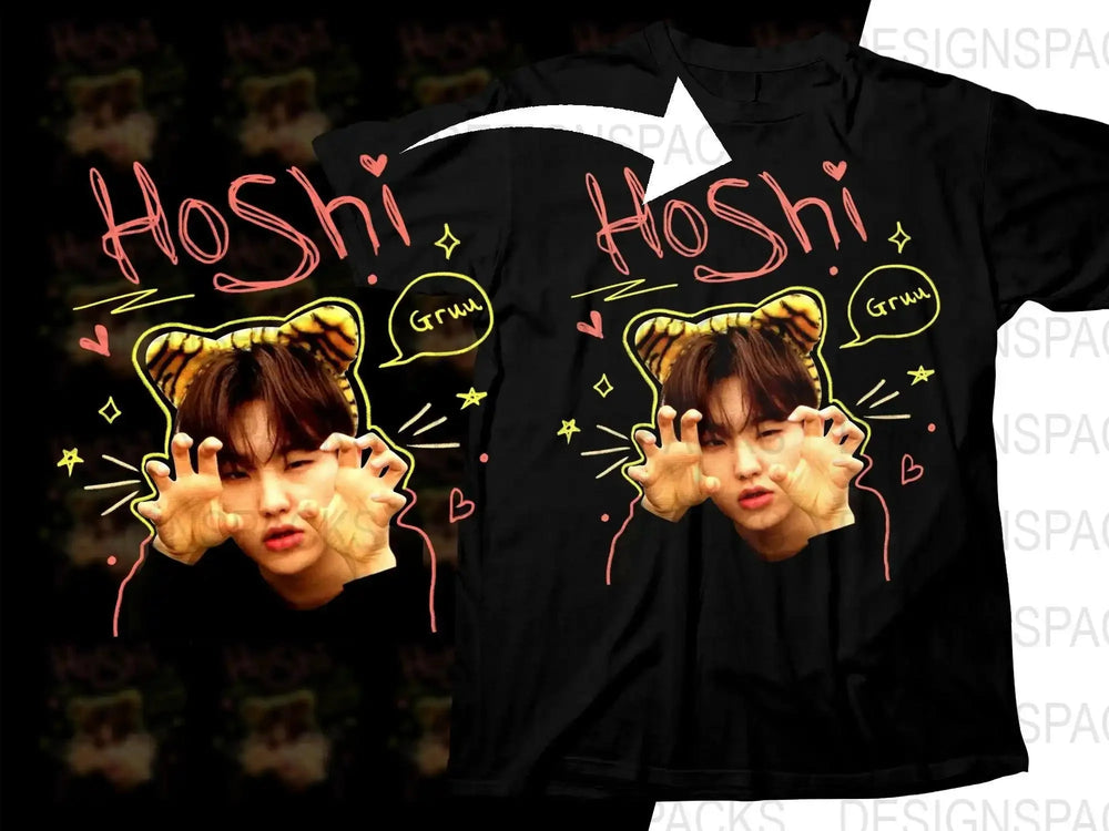 Hoshi Inspired Cute Tiger Ears K-Pop Fan Art Png Digital Download