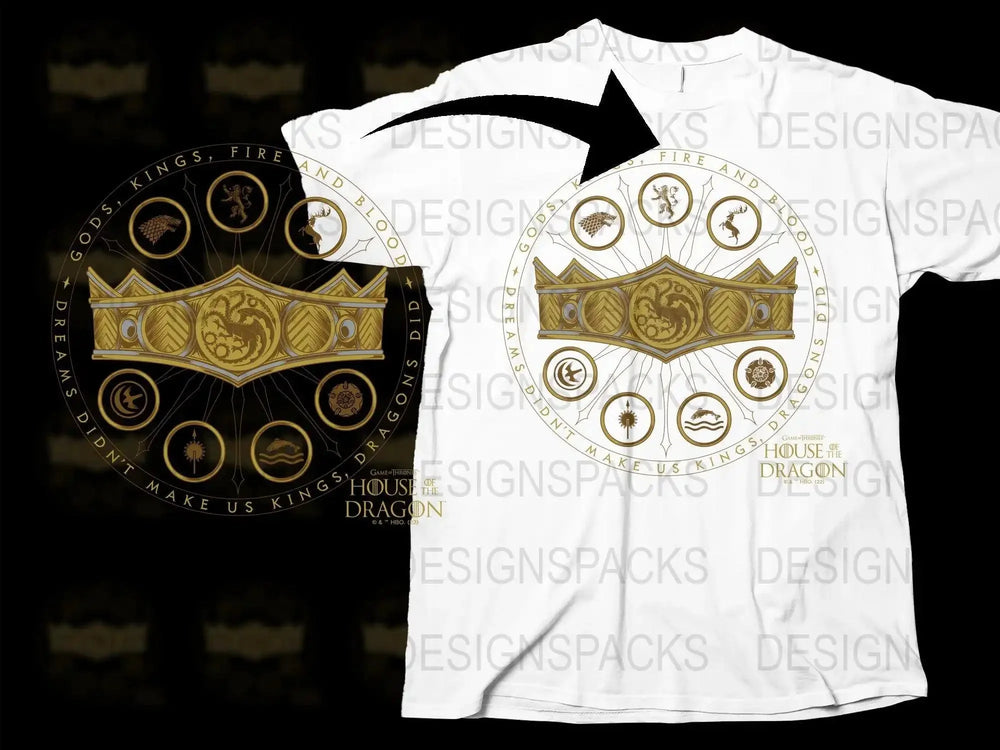 House of the Dragon Kings Crown Graphic Png Digital Download