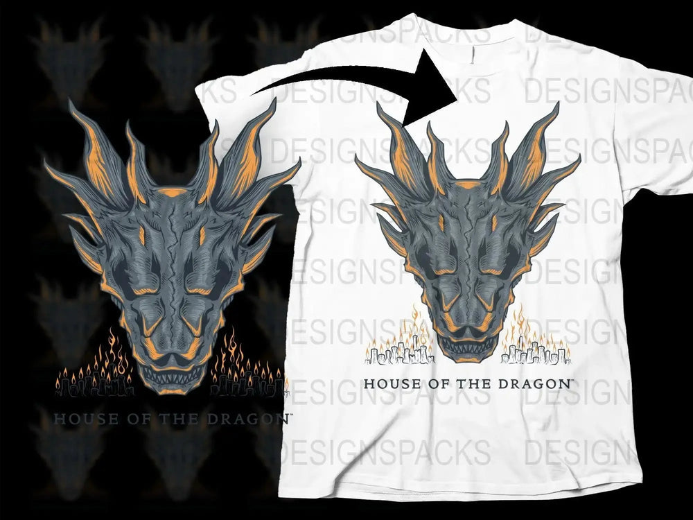 House of the Dragon Skull Design Graphic Png Digital Download