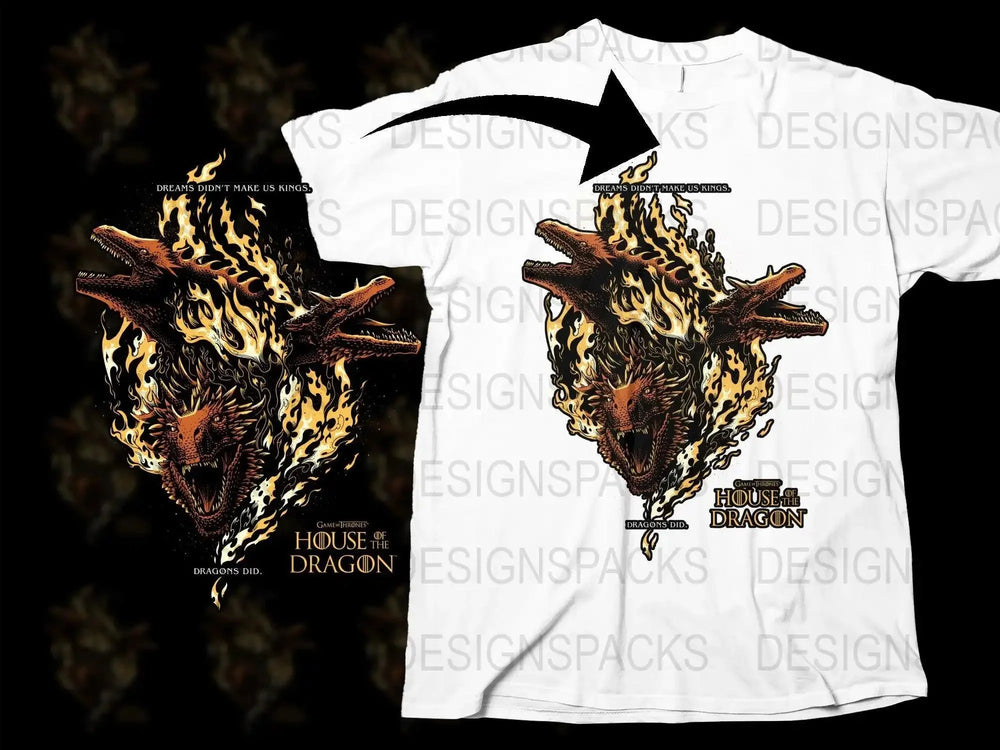 House of the Dragon Three-Headed Dragons Png Digital Download