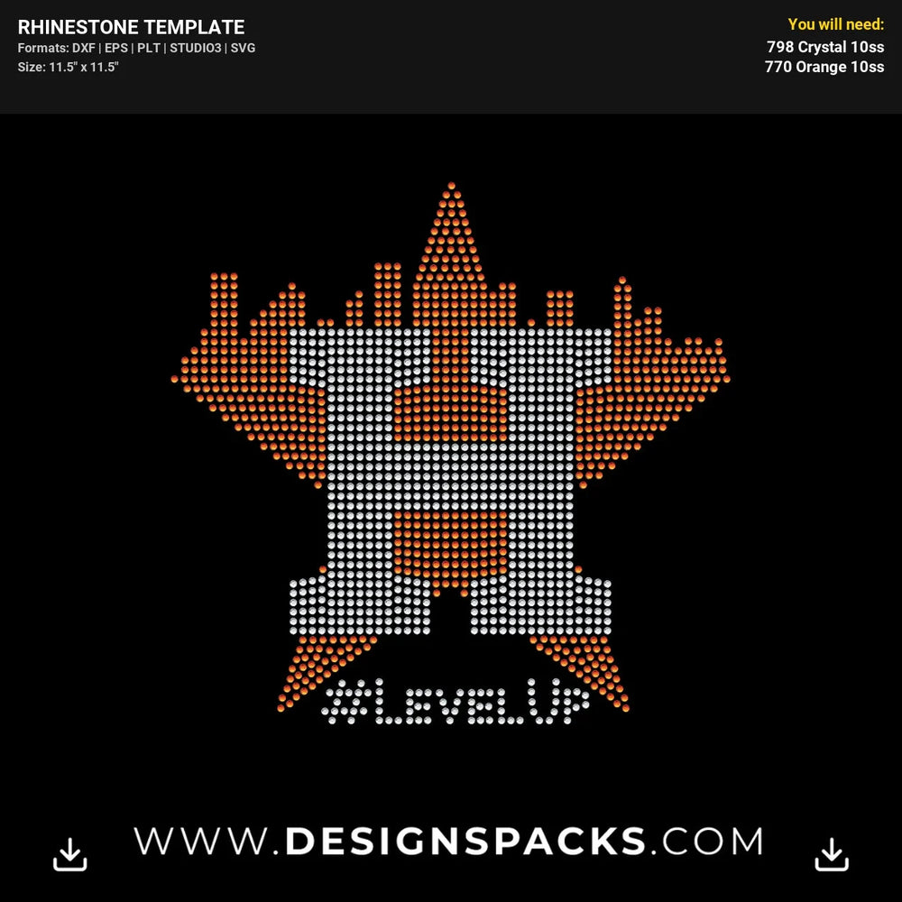 Houston Astros City Levelup Rhinestone Digital Template