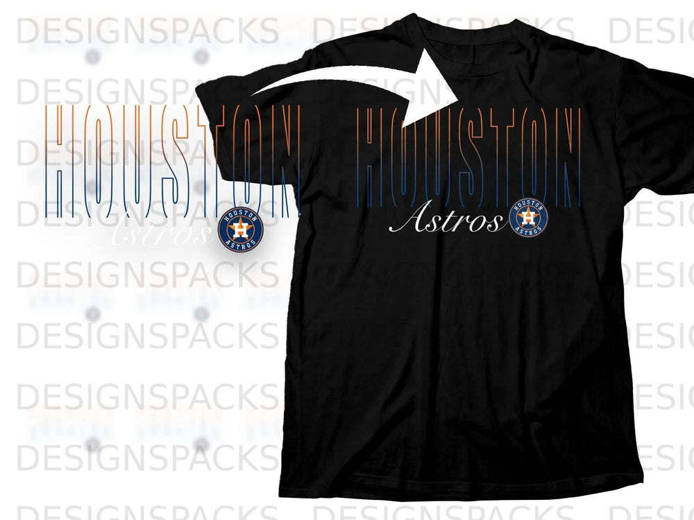 Black t-shirt with "Houston Astros" text and team logo.