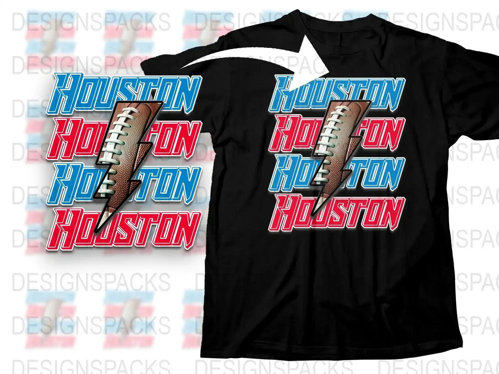 Houston Football T-Shirt, Retro Graphic Tee, Sports Fan Apparel, Casual Streetwear, Unisex Black Top