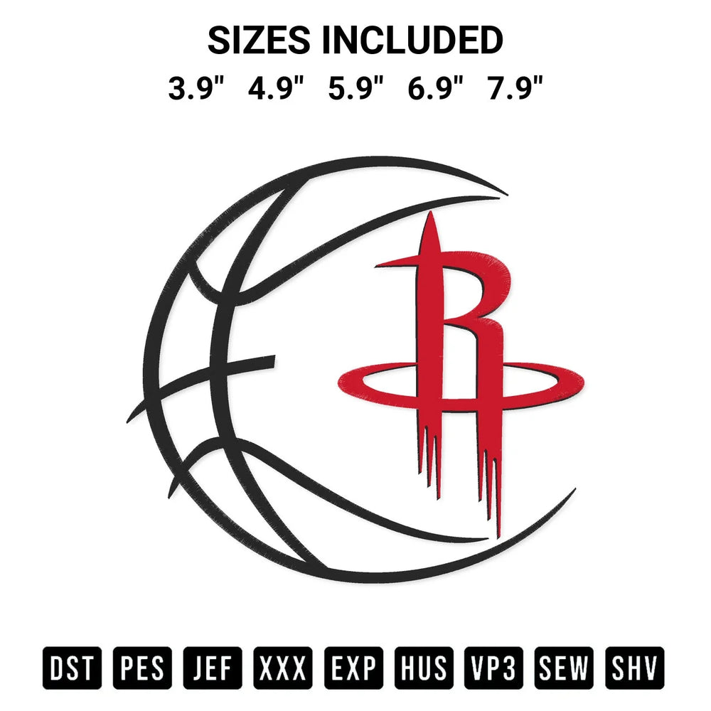 Houston Rockets Basketball Embroidery Design