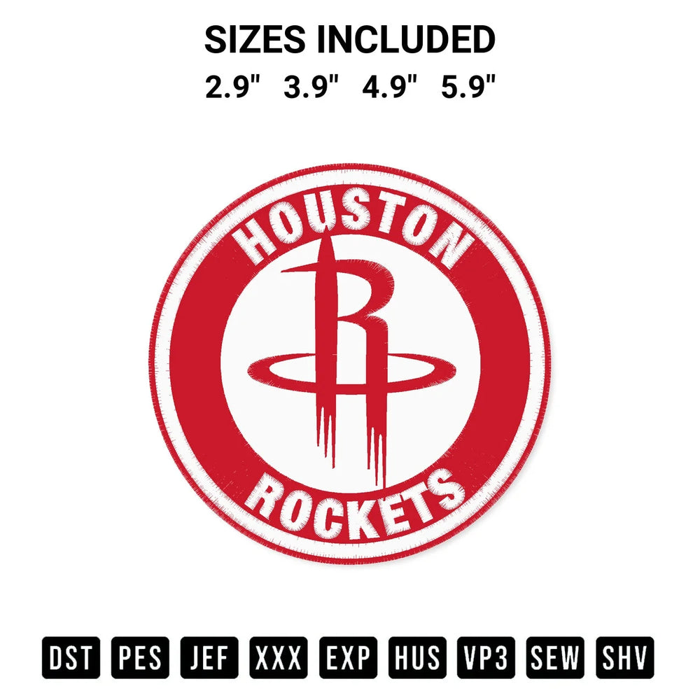 Houston Rockets Circle Logo Embroidery Design