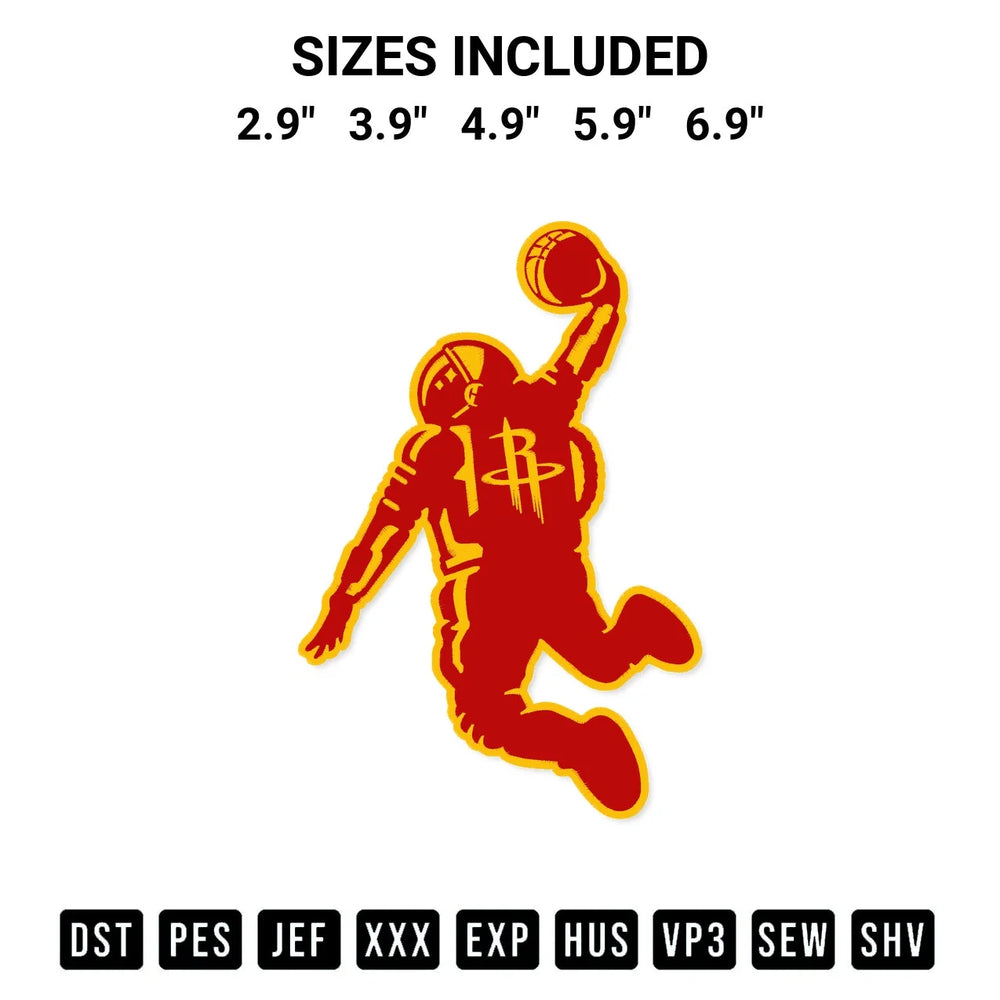 Houston Rockets Dunkstronaut Embroidery Design