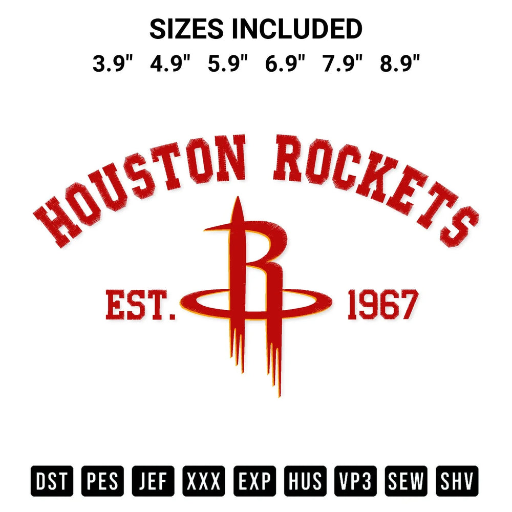 Houston Rockets Est 1967 Embroidery Design