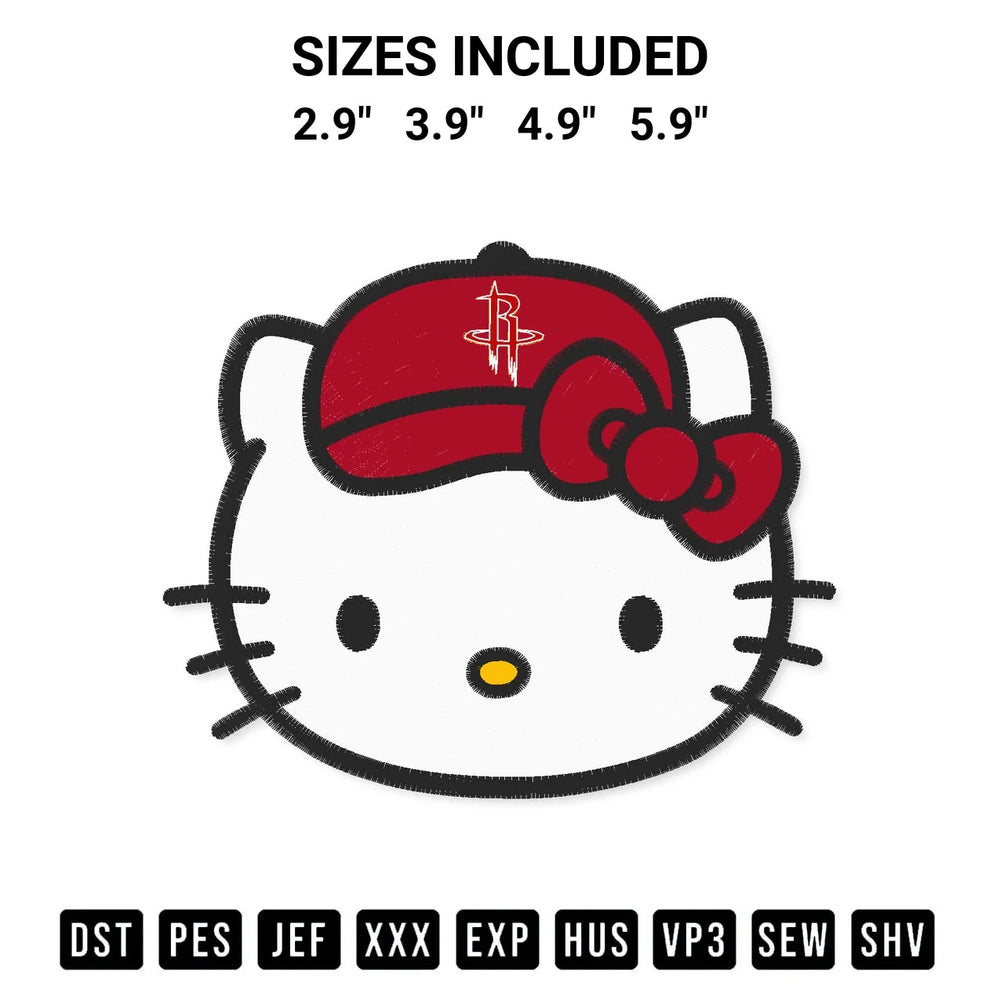 Houston Rockets Hello Kitty Head Embroidery Design