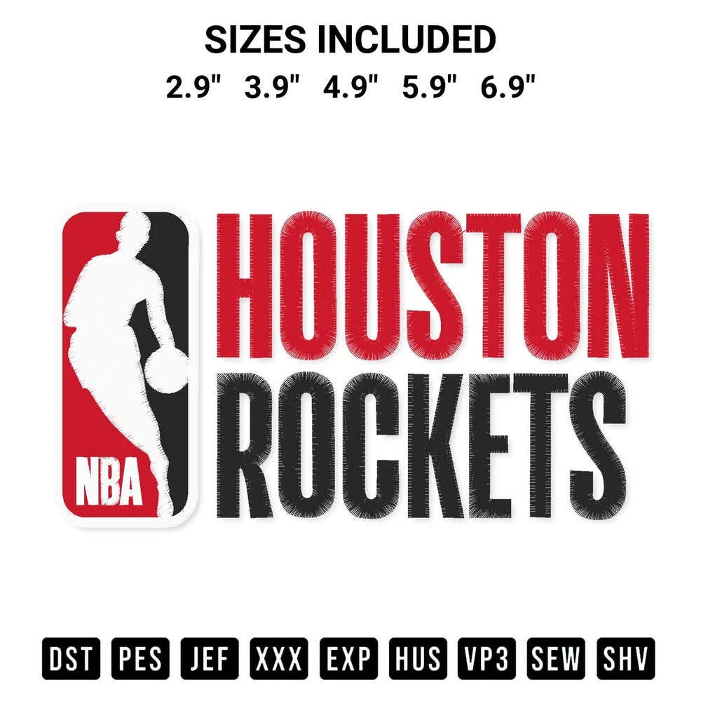 Houston Rockets Nba Embroidery Design