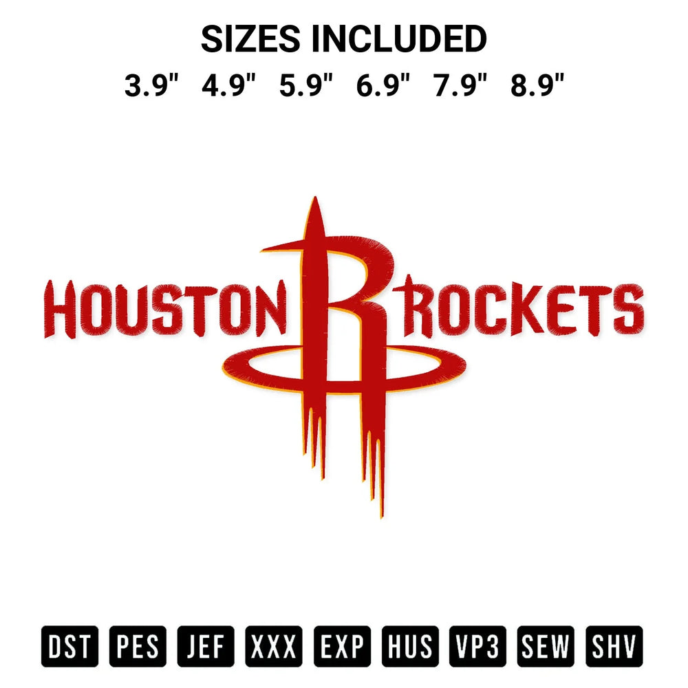 Houston Rockets Nba Embroidery Design