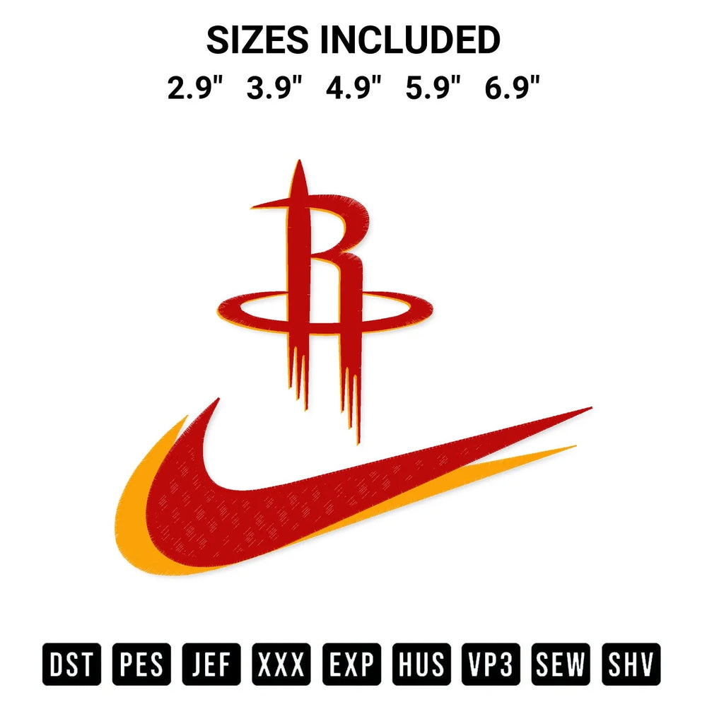 Houston Rockets Swoosh Embroidery Design