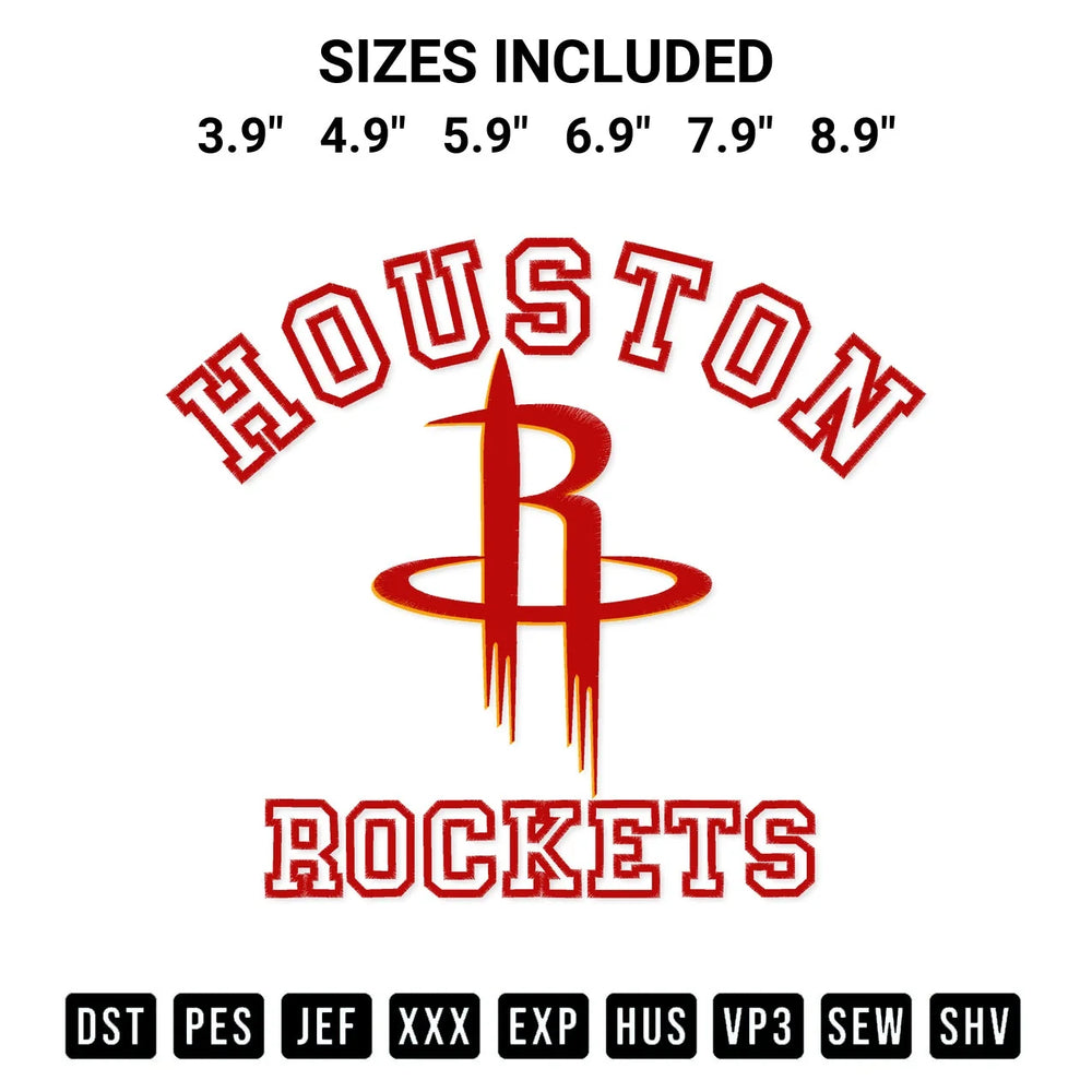 Houston Rockets Team Embroidery Design