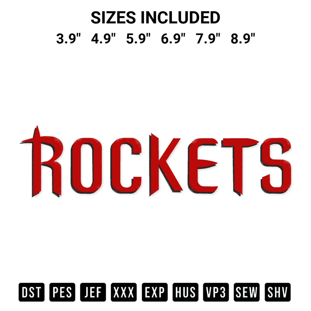 Houston Rockets Wordmark Embroidery Design