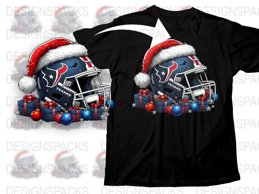 Houston Texans Themed Christmas T-Shirt, Festive Holiday Sports Apparel, Unisex Graphic Tee, Football Fan Gift Idea