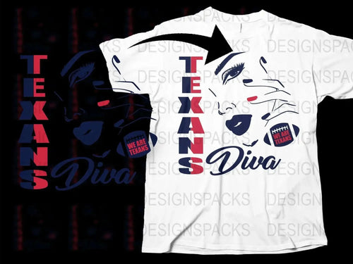 Texans Diva T-Shirt, Women's Football Fan Shirt, Houston Team Spirit Gear, Casual Sports Apparel