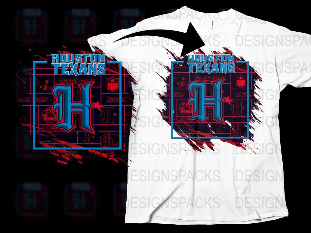 Houston Texans T-Shirt, Graphic Red and Blue Sports Tee, NFL Team Apparel, Unisex Fashion Shirt