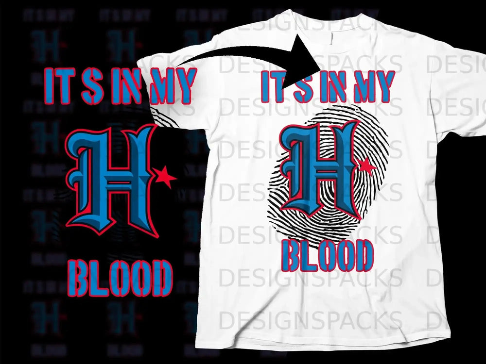 It's In My Blood H Letter Design T-shirt