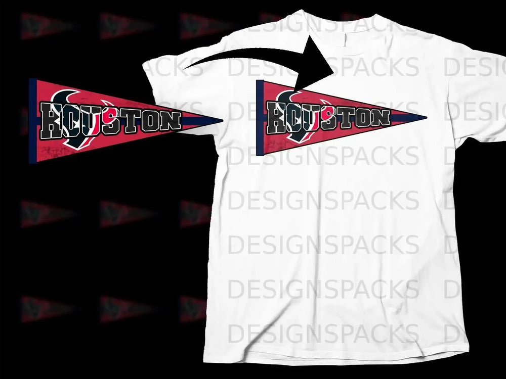 Houston Texans Pennant Design Graphic T-Shirt