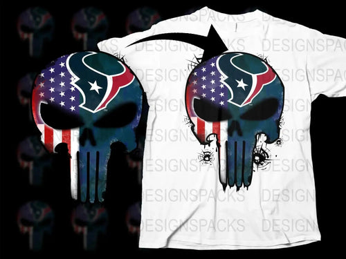 Houston Texans NFL Team Punisher Skull Png Digital Download