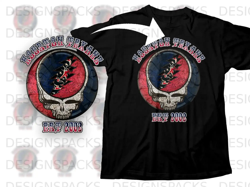 Houston Texans Grateful Dead Skull Design T-shirt