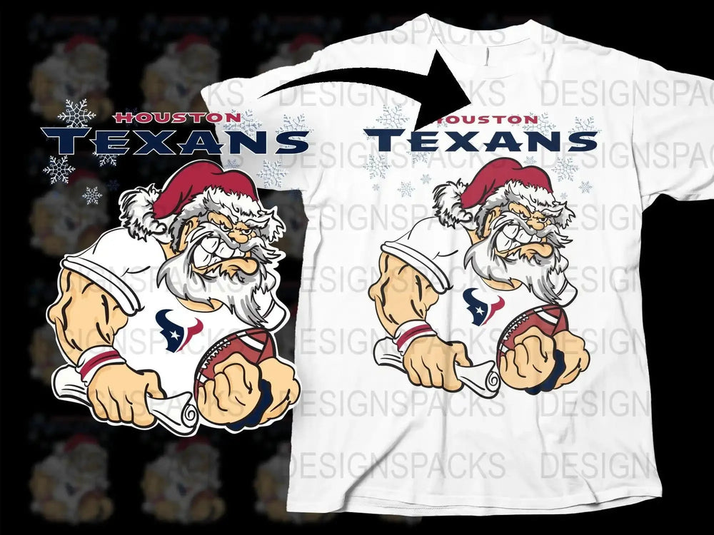 HOUSTON TEXANS Team Christmas Football Santa Png Digital Download