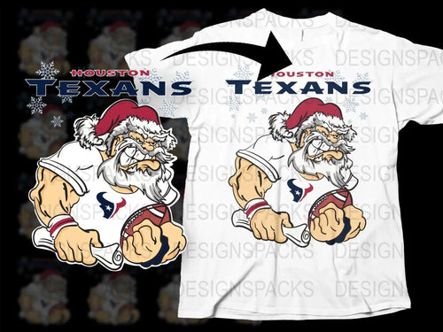 HOUSTON TEXANS Team Christmas Football Santa Png Digital Download