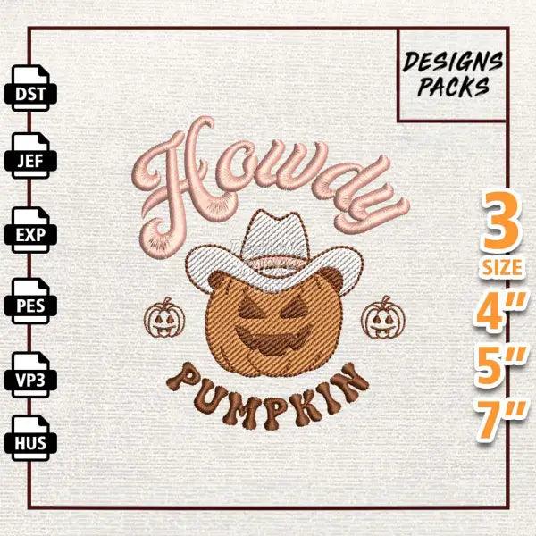 Howdy Pumpkin Embroidery Design