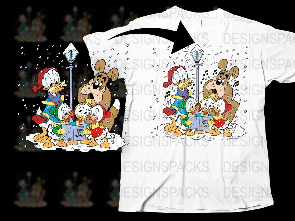 Kids Cartoon Character T-Shirt, Classic Duck and Dog Graphic Tee, Cute Animal Shirt for Children, Unisex White Top