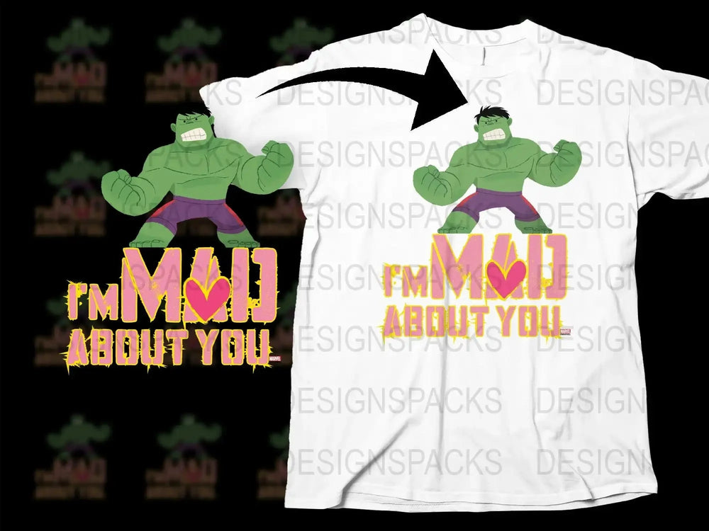 Hulk I'm Mad About You Valentine's Day Png Digital Download