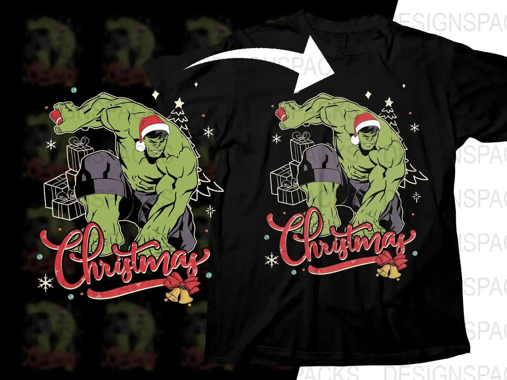 Hulk Wearing Santa Hat Christmas Png Digital Download