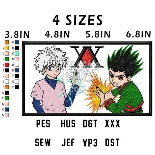 Gon and Killua Anime Embroidery Design