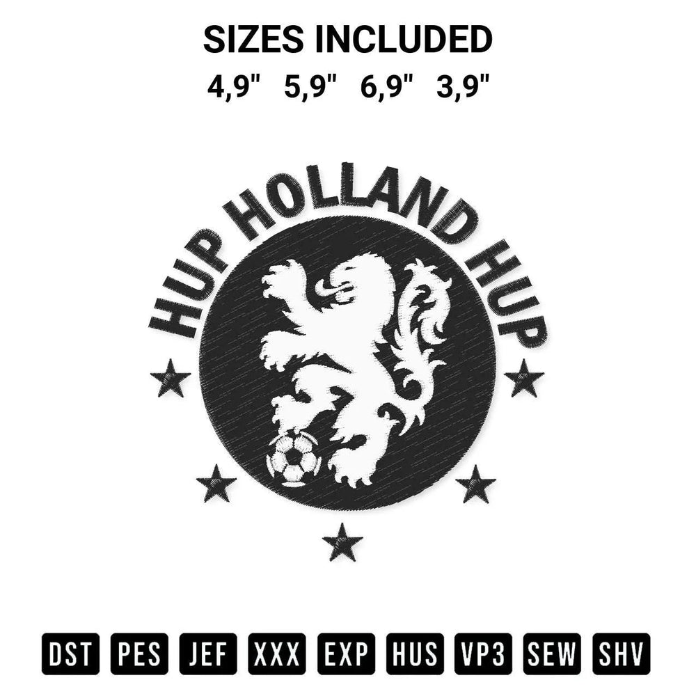 Hup Holland Hup Netherlands Football Dutch Soccer Netherlands Football Logo Embroidery Design