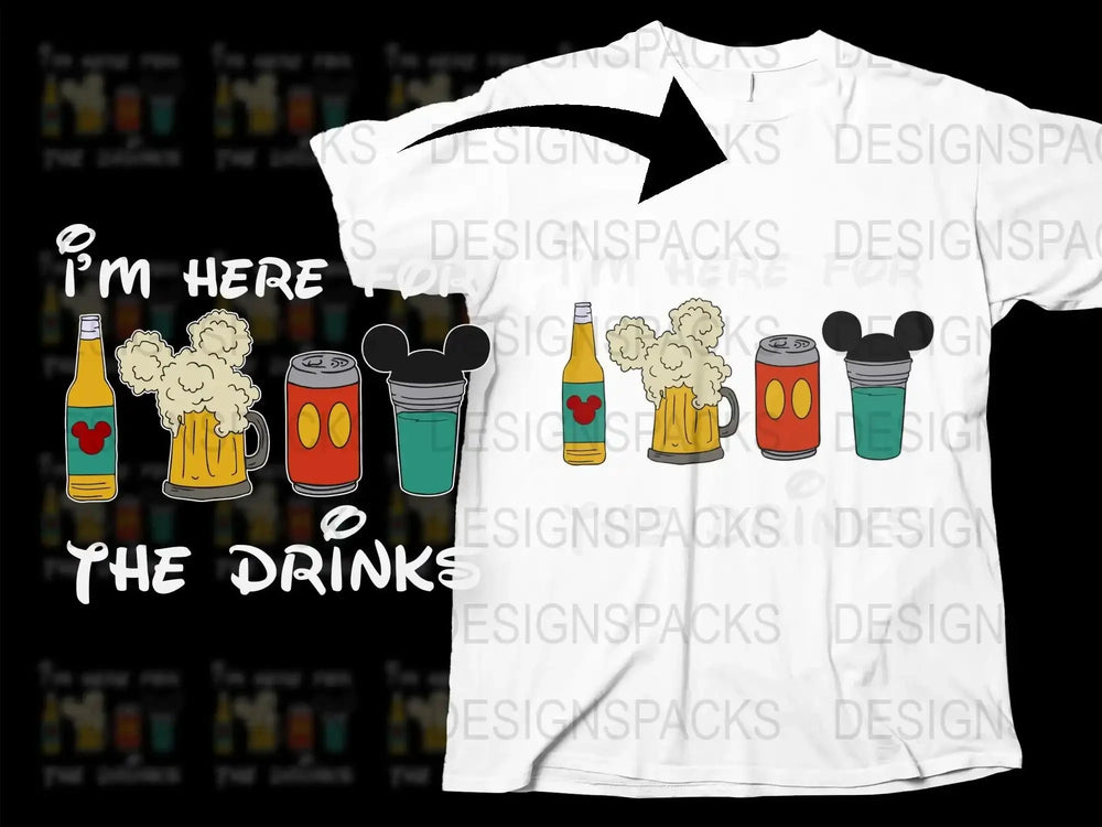 Disney Drinks T-Shirt, Theme Park Inspired Beer and Soda Graphic Tee, Unisex Vacation Shirt