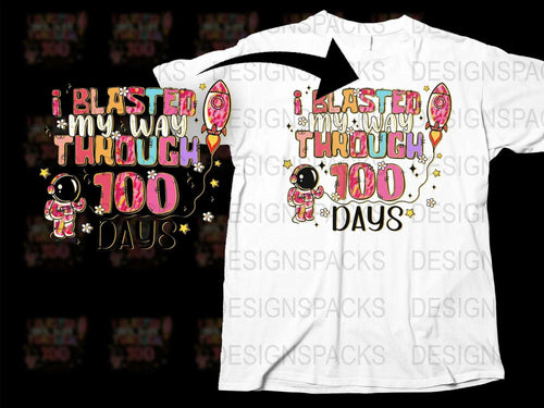 Kids 100 Days of School T-Shirt, Astronaut Graphic, Celebration Tee, Colorful Fun Shirt for Children