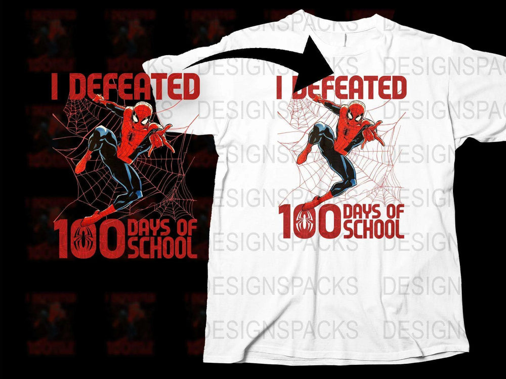 Kids Spiderman 100 Days of School T-Shirt, Superhero Celebration Tee, Boys Graphic Shirt, Red Web Design