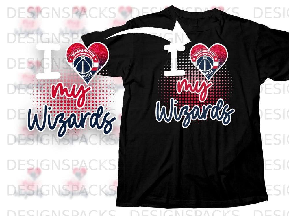 Black t-shirt with "I my Wizards" graphic featuring the Washington Wizards logo.