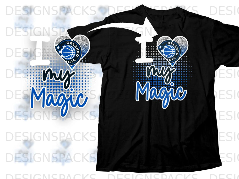 Black t-shirt with "I Love My Magic" graphic and Orlando Magic logo.