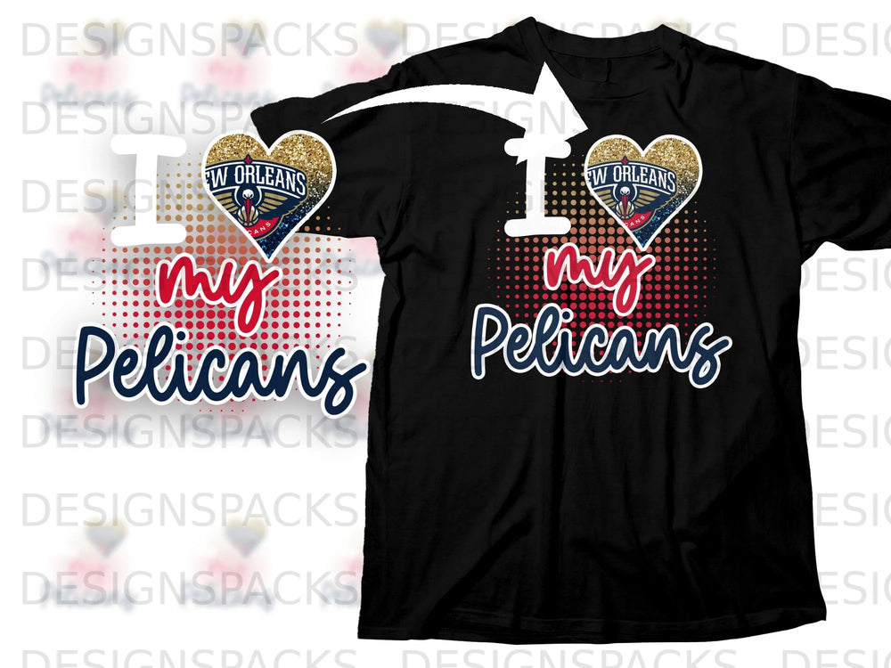 Black t-shirt with "I my Pelicans" text and New Orleans Pelicans logo.