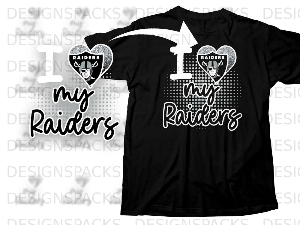 Black t-shirt with "I love my Raiders" graphic and team logo.
