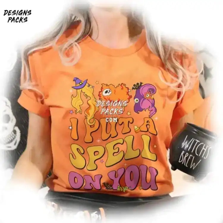 I Put A Spell On You Halloween Witches Hocus Pocus Comfort Color Png Design
