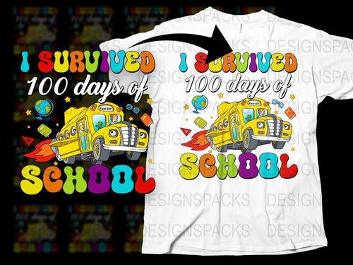 I Survived 100 Days of School T-Shirt, Colorful Kids School Celebration Tee, Fun Educational Graphic Shirt for Students