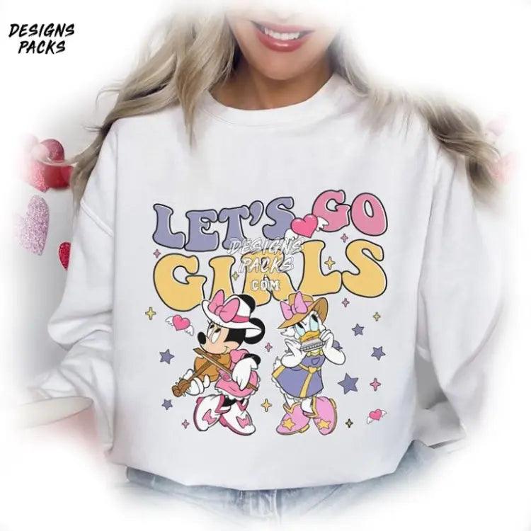 Ibest Friends Minnie Daisy Western Country Music Cartoon Let’s Go Girls Png Design