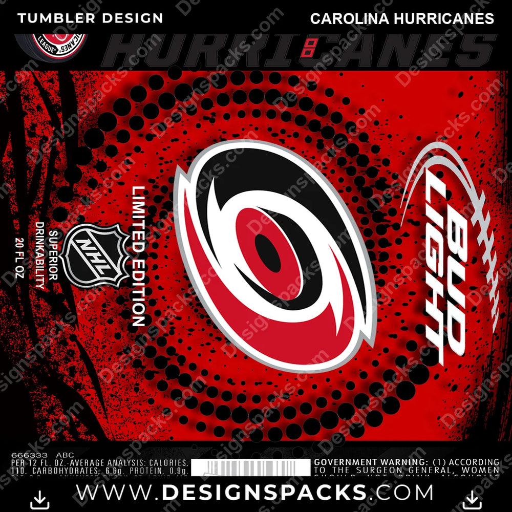 Ice Hockey Bud Carolina Hurricanes NHL Hockey Tumbler Digital Wrap Design Download
