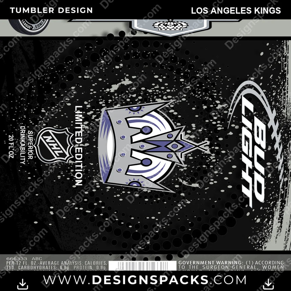 Ice Hockey Bud Los Angeles Kings NHL Hockey Tumbler Digital Wrap Design Download