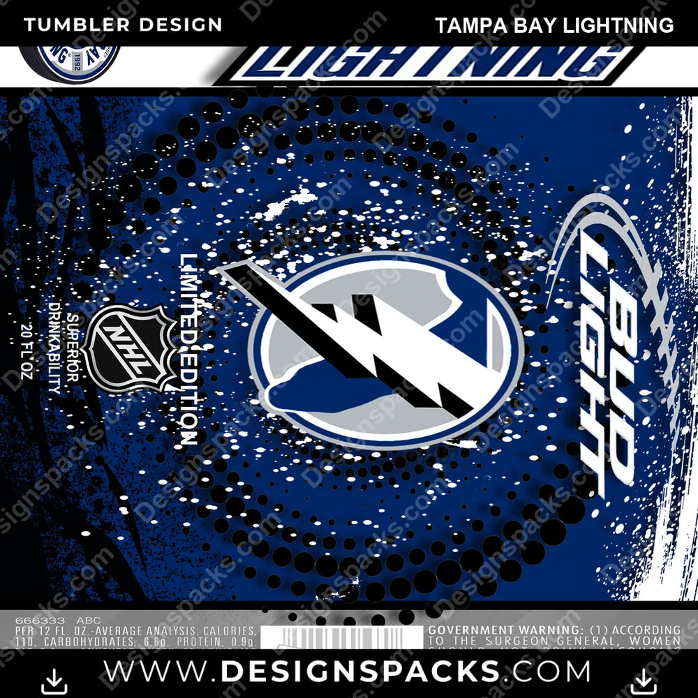Ice Hockey Bud Tampa Bay Lightning NHL Hockey Tumbler Digital Wrap Design Download