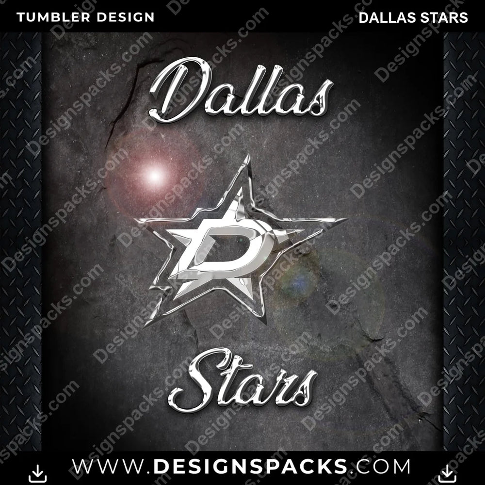 Ice Hockey Chrome Dallas Stars NHL Hockey Tumbler Digital Wrap Design Download