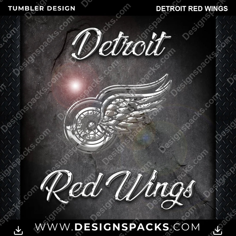 Ice Hockey Chrome Detroit Red Wings NHL Hockey Tumbler Digital Wrap Design Download