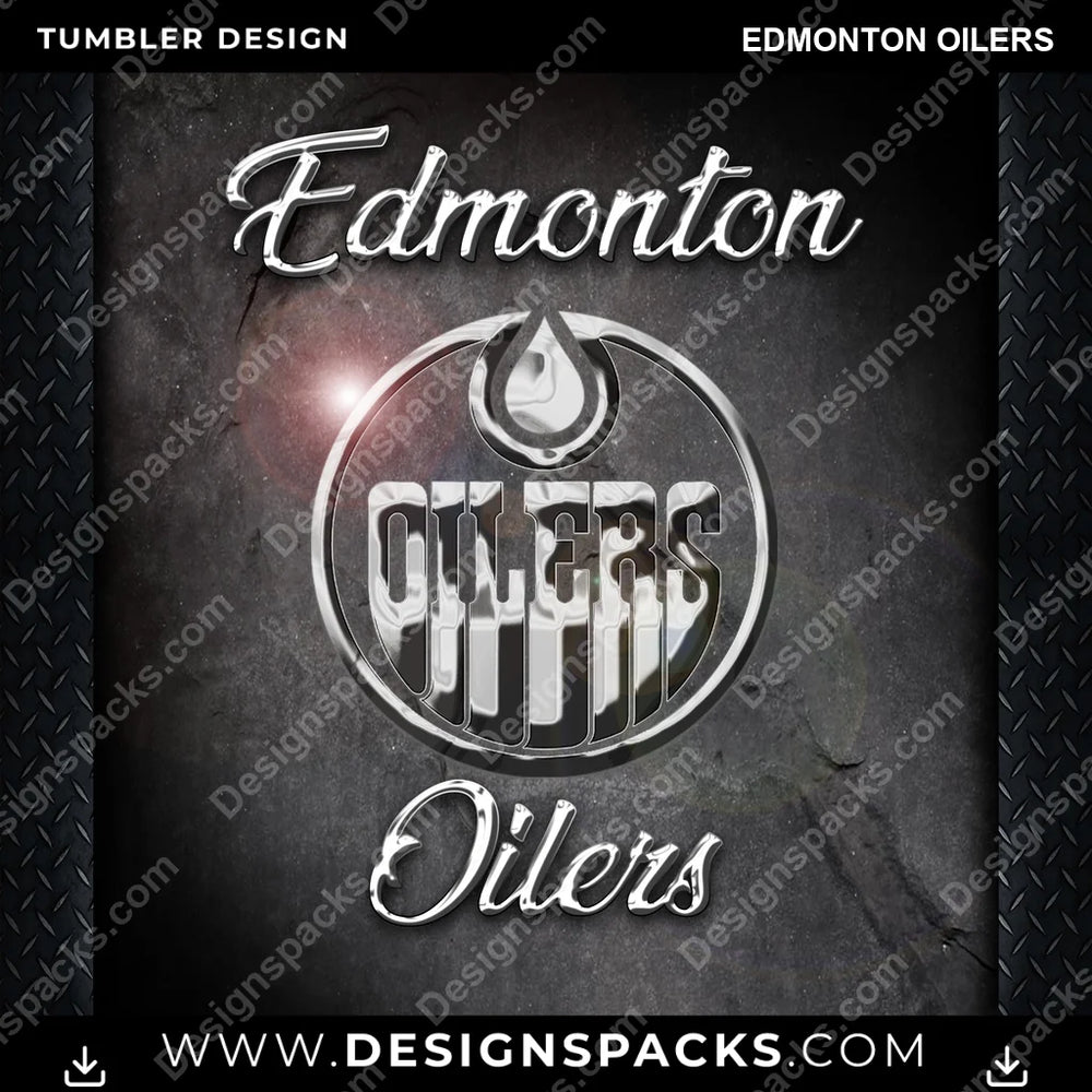 Ice Hockey Chrome Edmonton Oilers NHL Hockey Tumbler Digital Wrap Design Download